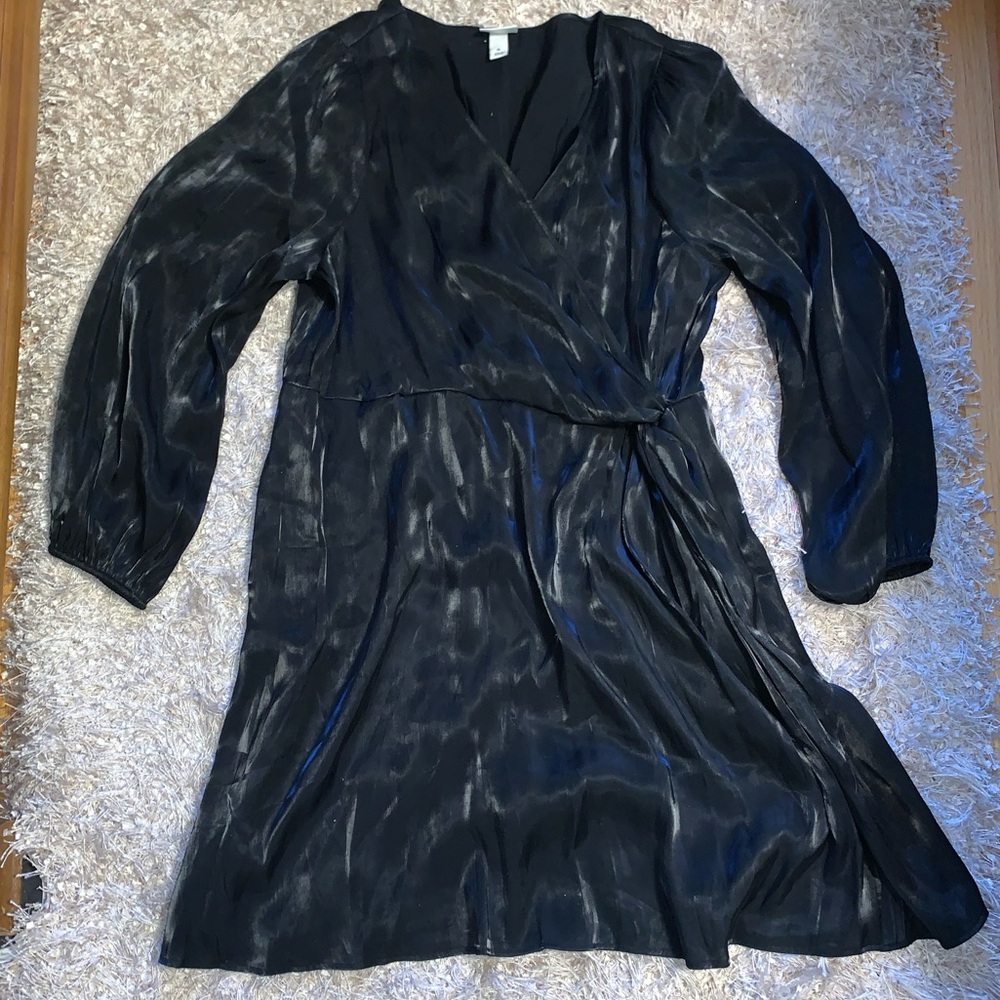 Elegant Black Shimmery Wrap style Dress size 1X NWOT